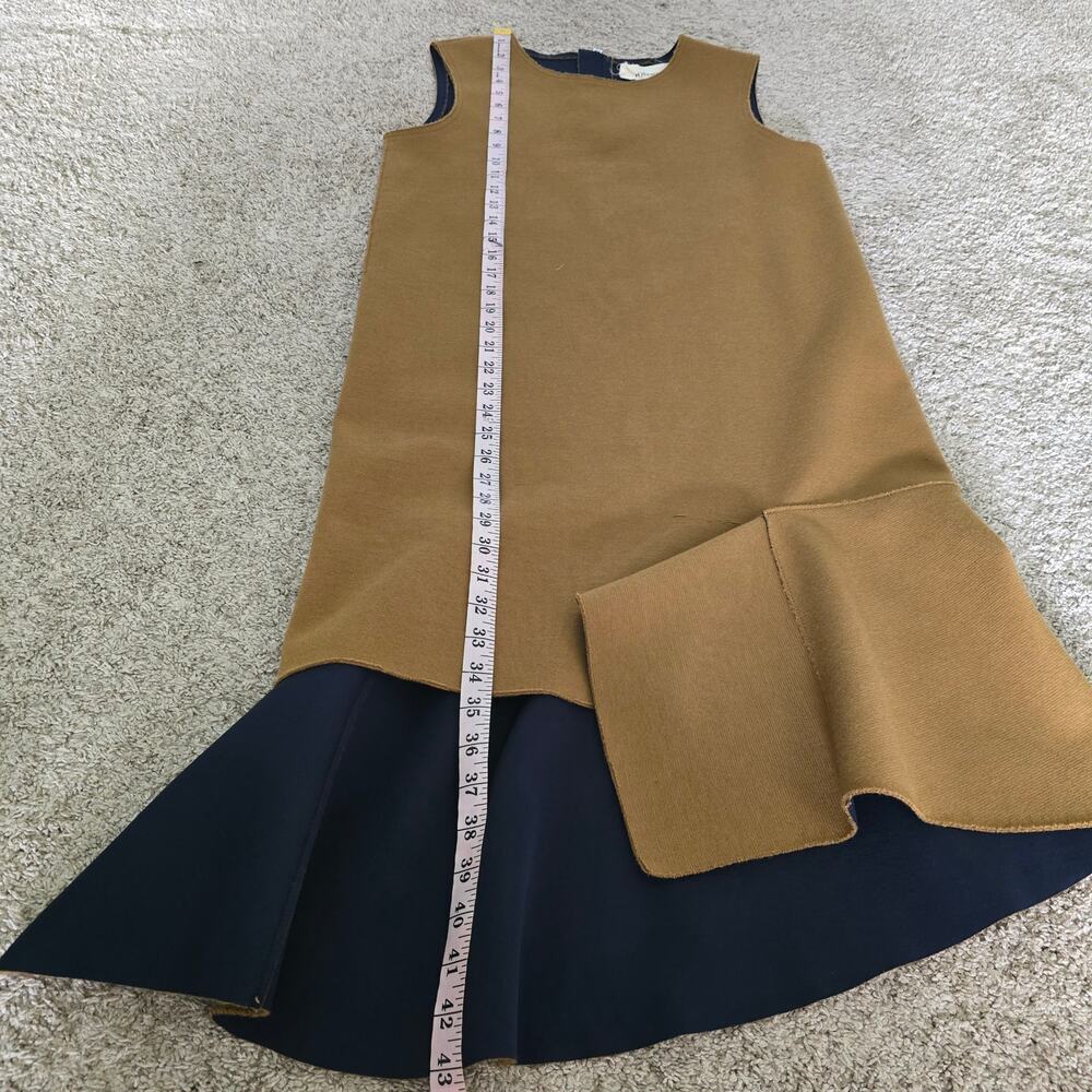 PortsPure Designer Wool Blend Colorblock Dress Asymmetrical Midi Minimalist Luxe - Picture 11 of 16